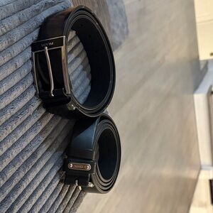 Prada Black Leather Belt Set with Silver Buckles
Size 44